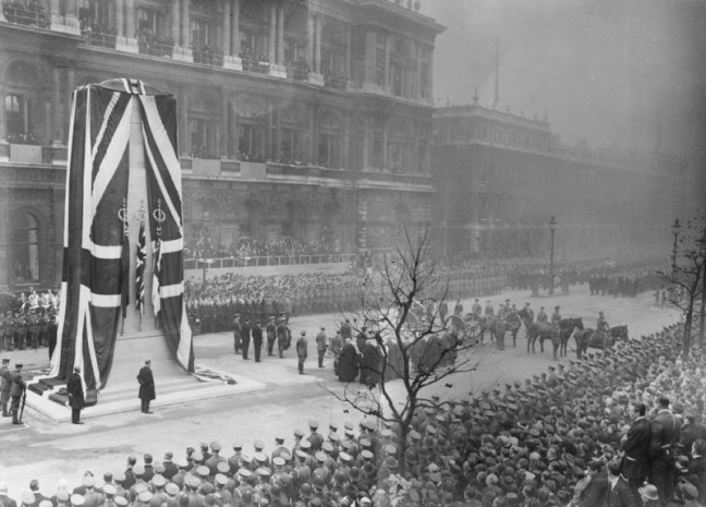 Cenotaph Unveiling in Whitehall designed by Lutyens